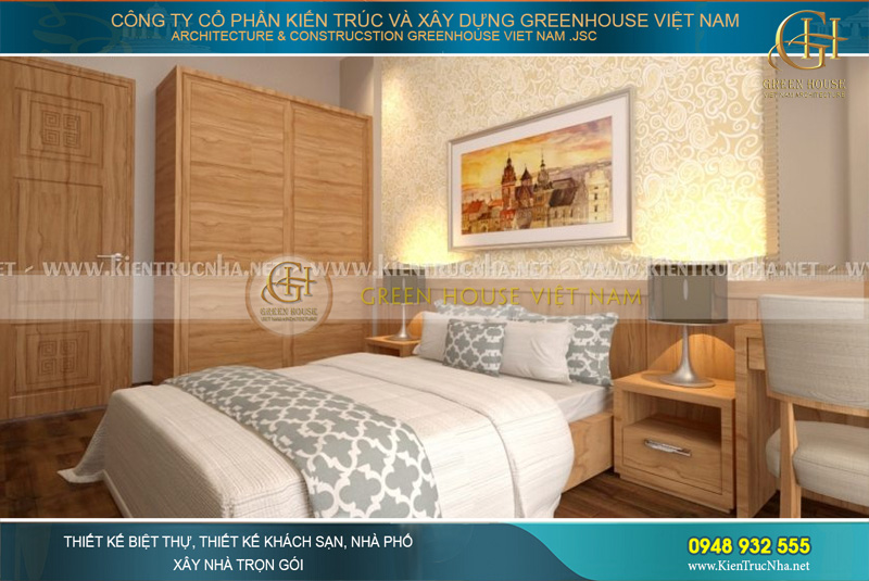 Thiết kế nội thất, đồ dùng đồng bộ bằng gỗ mang đến không gian phòng ngủ sự sang trọng, lôi cuốn