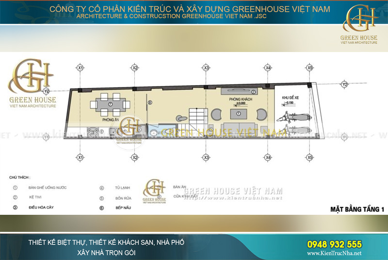 Dựa theo nhu cầu sinh hoạt của gia đình mà khách hàng có thể tham khảo cách bài trí không gian nội thất tầng 1 ngôi nhà phố 4 tầng