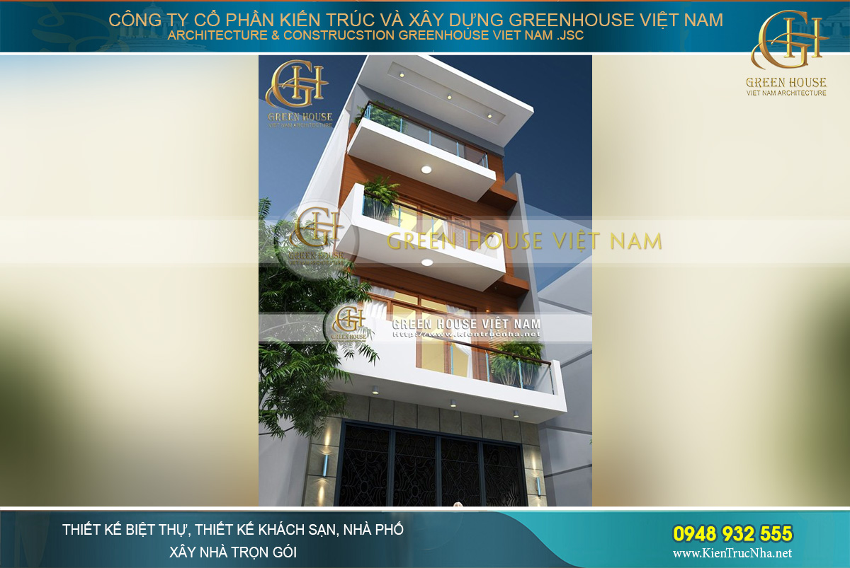 Cận cảnh chi tiết thiết kế hiện đại của mặt tiền nhà ống 7 tầng