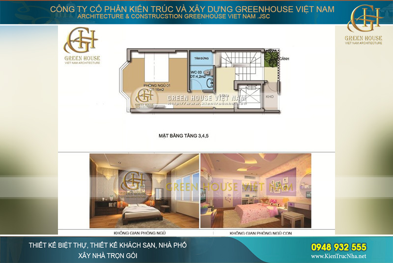 Phòng ngủ của các thành viên được phân chia tại các tầng khác nhau, đảm bảo không gian nghỉ riêng tư