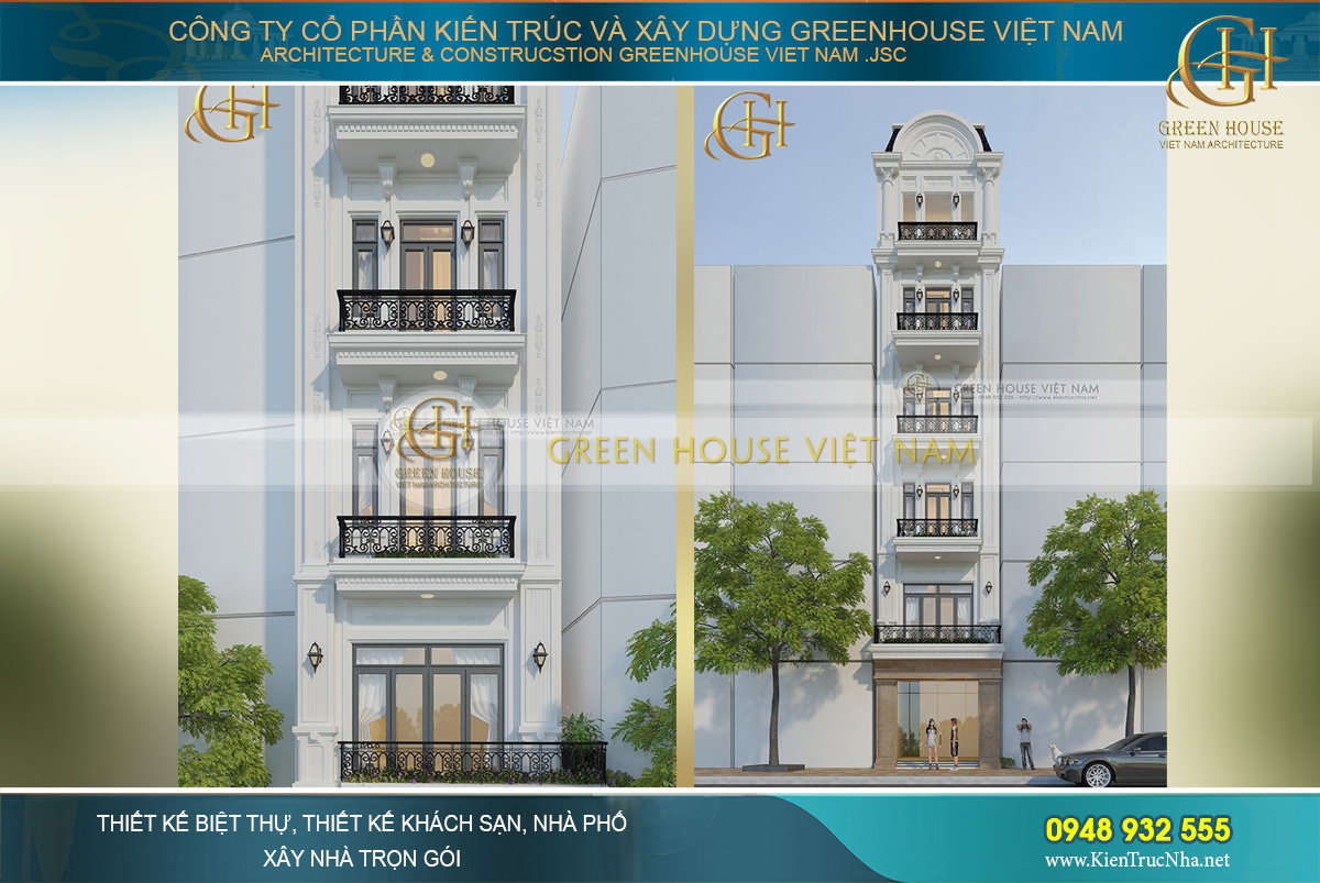 Mẫu shophouse 6 tầng phong cách tân cổ điển đẹp ấn tượng tại Bắc Giang