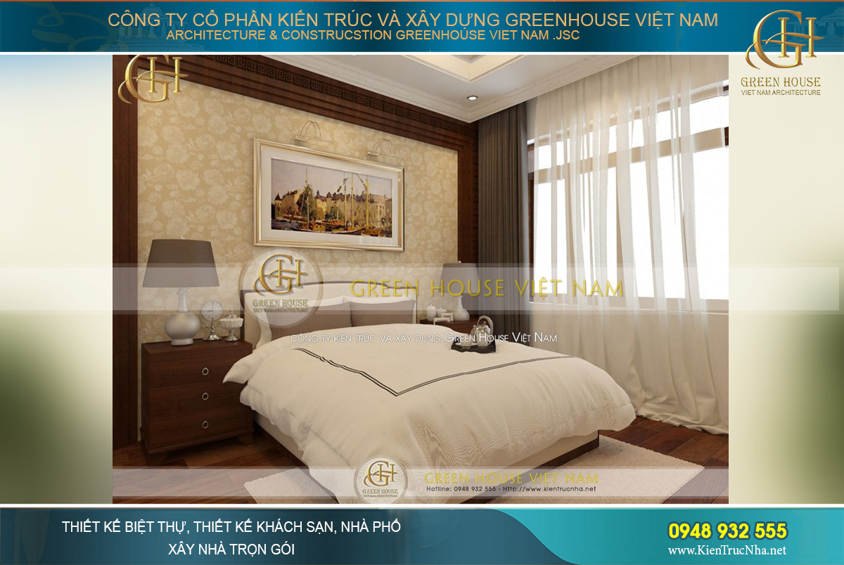 Không gian phòng ngủ đẹp mắt thứ ba của ngôi nhà phố 3 tầng 1 tum
