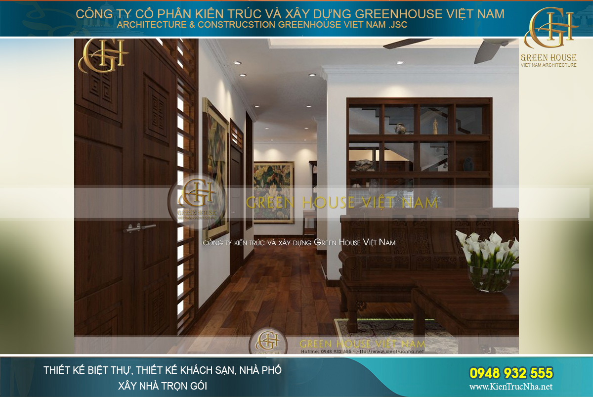 Thiết kế nội thất gỗ đơn giản kết hợp nền sơn trắng khiến không gian bên trong nhà phố trở nên thông thoáng hơn