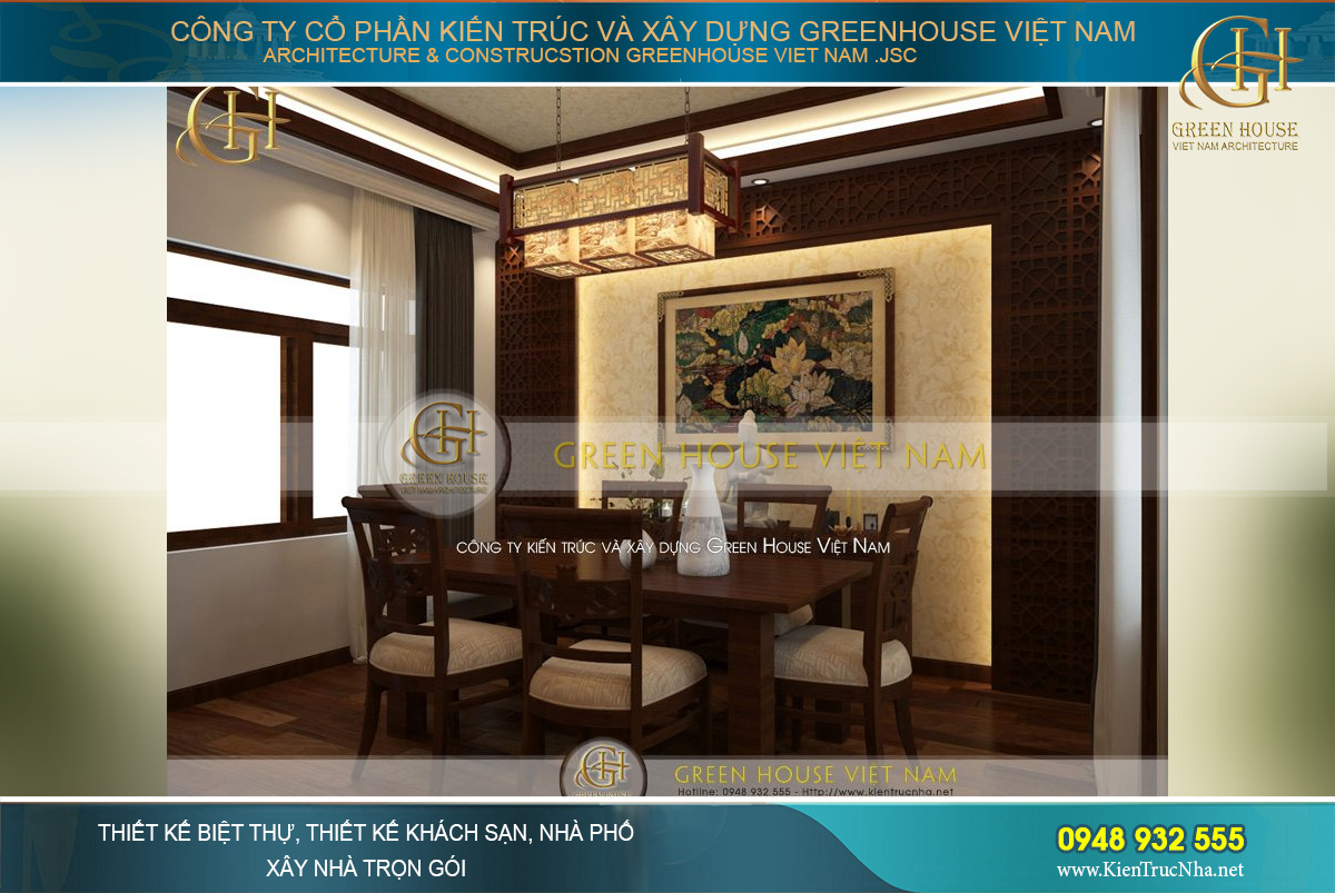 Không gian phòng ăn sang trọng của gia đình anh Thành