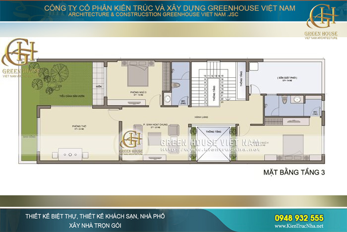Phòng thờ là không gian linh thiêng nên được xây dựng riêng tại khu vực tầng 3 của gia đình