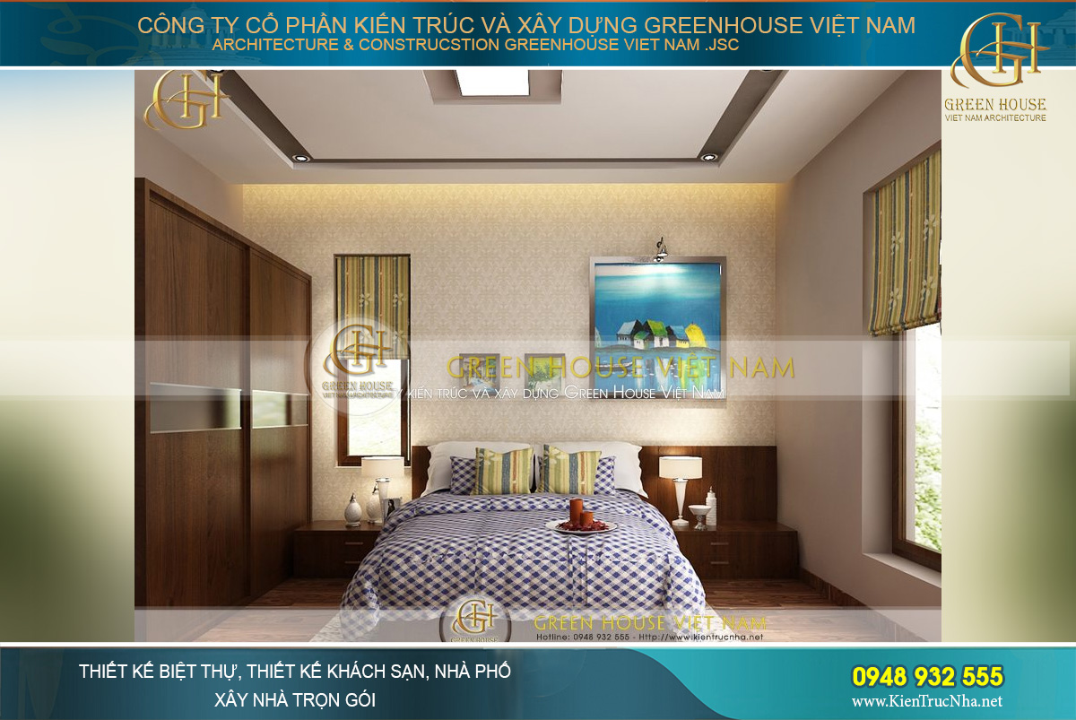 Phòng ngủ dành cho cậu con trai của gia đình với màu sắc tươi sáng, thiết kế nội thất đơn giản