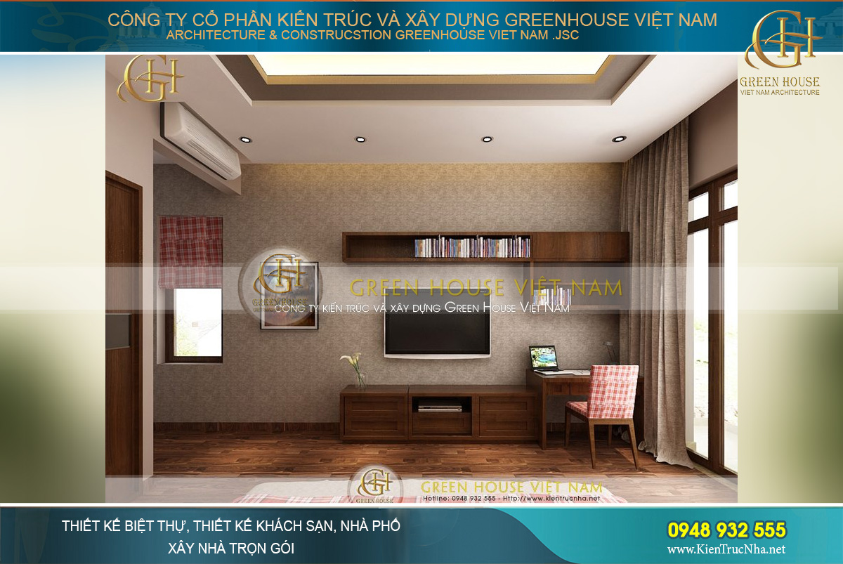 Cách bố trí tương tự như không gian phòng ngủ đầu tiên của cậu con trai, chỉ có sự khác biệt về màu sắc và cách sắp xếp đồ dùng