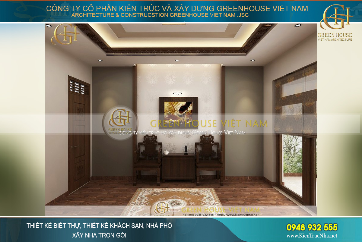 Thiết kế đơn giản đúng theo tiêu chuẩn của một không gian thờ cúng tôn nghiêm