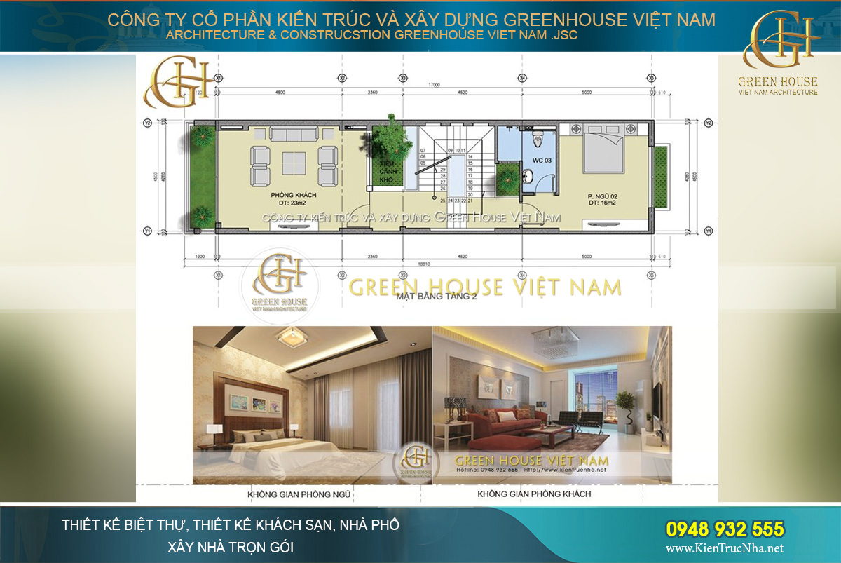Các KTS Green House Việt Nam phân chia không gian sống một cách hợp lý theo nhu cầu sinh hoạt của gia đình chủ đầu tư