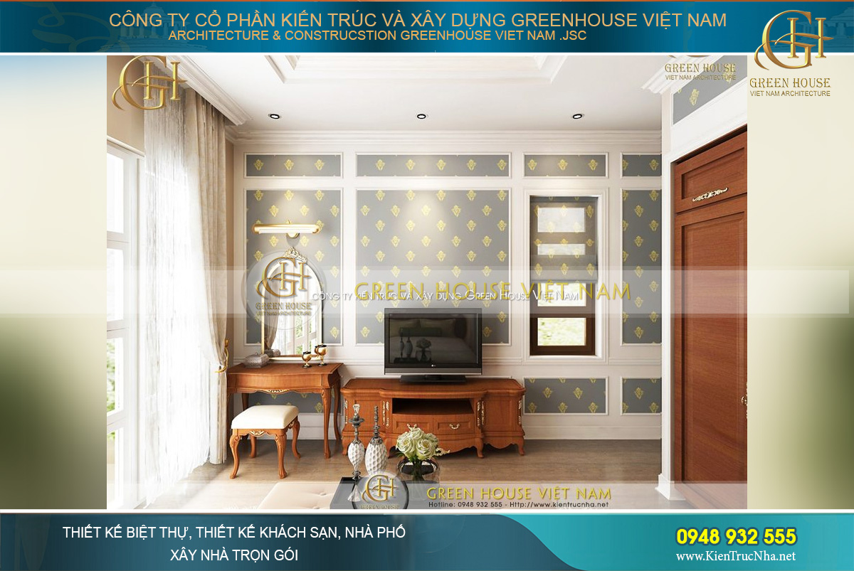 Bài trí nội thất đơn giản nhưng từng chi tiết thiết kế đều thể hiện vẻ đẹp tân cổ điển sang trọng