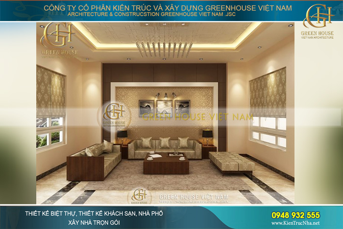 Thiết kế đối xứng mang đến sự cân đối, gọn gàng trong không gian phòng khách