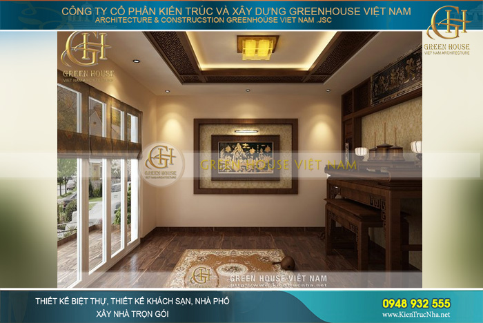 Thiết kế bàn thờ cổ kính, chất liệu gỗ chắc chắn và cao cấp