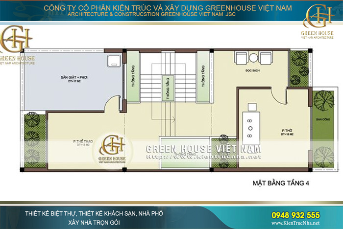Thiết kế tiểu cảnh cây xanh được đặt khéo léo xung quanh không gian ngôi nhà