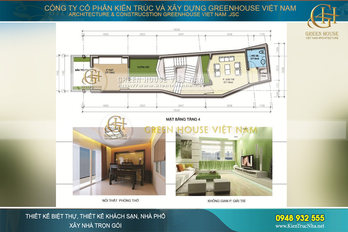 Khu vực phòng thờ và phòng giải trí đều có thiết kế cửa sổ lớn để lưu thông thoáng khí