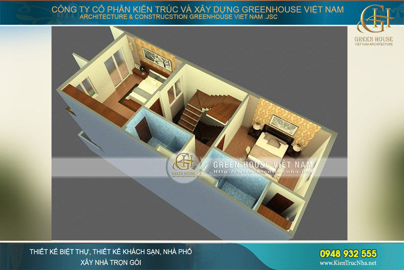 Thiết kế thông tầng thông minh và hợp lý, đảm bảo sự thông thoáng cho toàn ngôi nhà