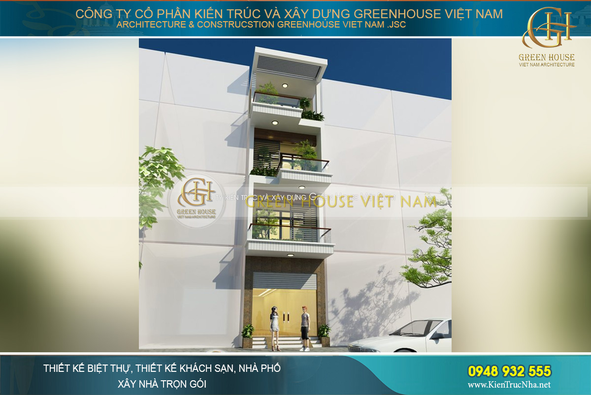 Mẫu thiết kế nhà lô phố do đội ngũ kiến trúc sư của Green House Việt Nam thiết kế