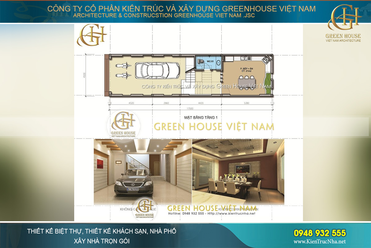 Green House Việt Nam tận dụng khéo léo diện tích mặt bằng đất để thiết kế khu vực để xe oto hợp lý