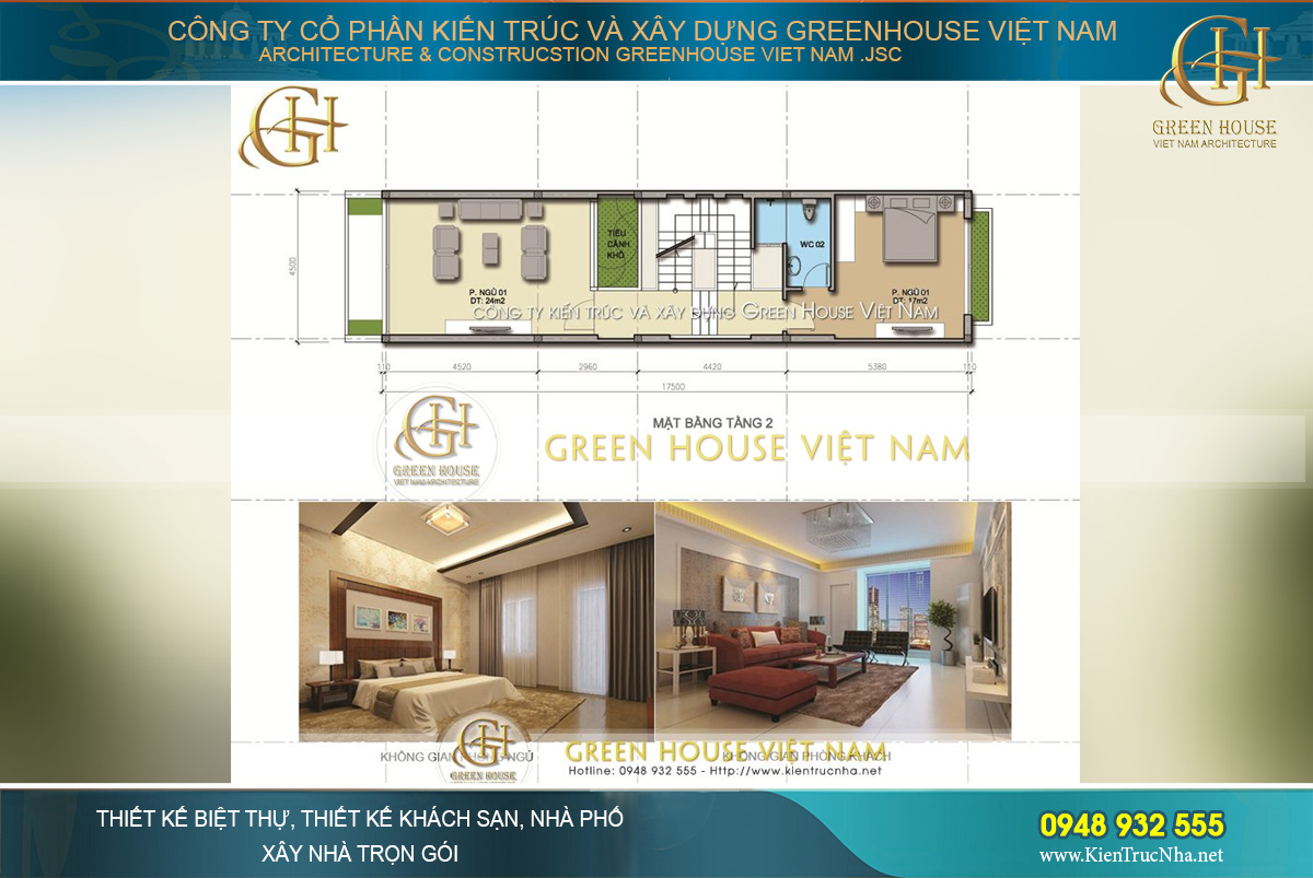 Thiết kế phòng khách với phòng ngủ được phân chia diện tích hợp lý trong sinh hoạt