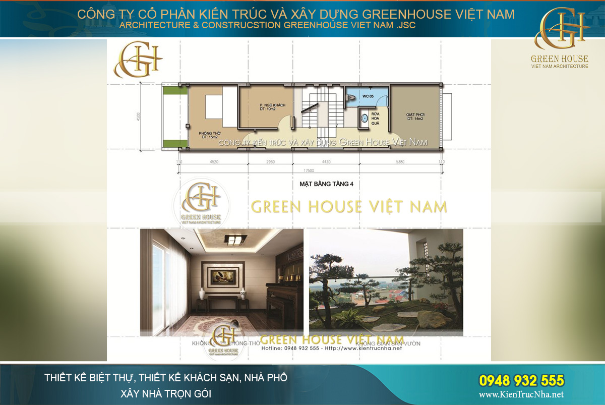 Thiết kế thông tầng thông thoáng, không gian cây xanh đẹp mắt tại khu vực sân thượng