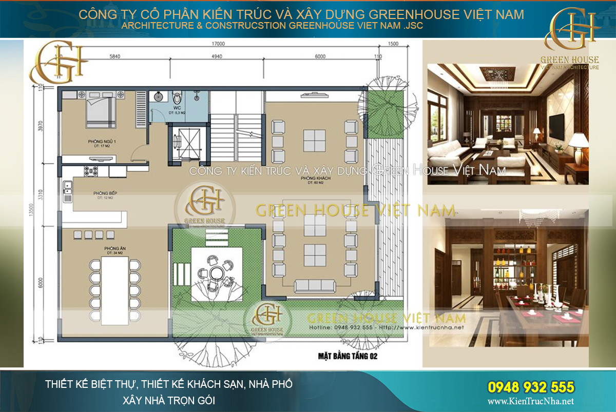 Nhìn vào diện tích mặt bằng tầng 2 có thể thấy được lợi thế về diện tích mà ngôi nhà 4 tầng của gia đình anh Kiên sở hữu