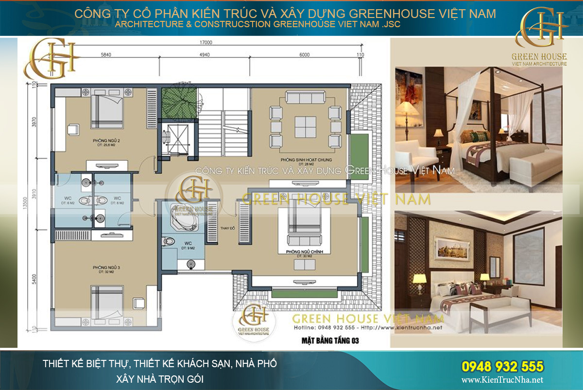 Nội thất phòng ngủ tiện nghi với nhà vệ sinh riêng, mỗi phòng ngủ lại có kiến trúc nội thất khác biệt theo cá tính của từng chủ nhân căn phòng