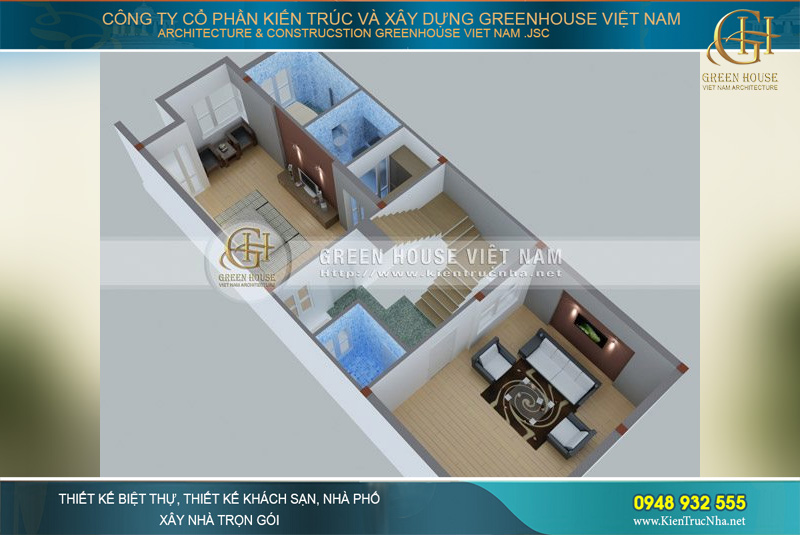 Thiết kế thông tầng thông minh, thuận lợi di chuyển và dễ dàng thông thoáng khí cho cả ngôi nhà