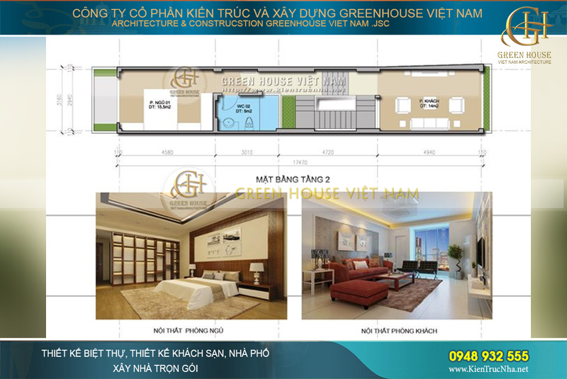 Không gian thiết kế sang trọng và tiện nghi tại phòng khách cùng phòng ngủ nhà phố 4 tầng