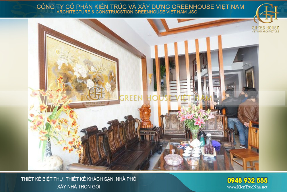 Không gian nội thất phòng khách sang trọng, hiện đại tại ngôi nhà phố