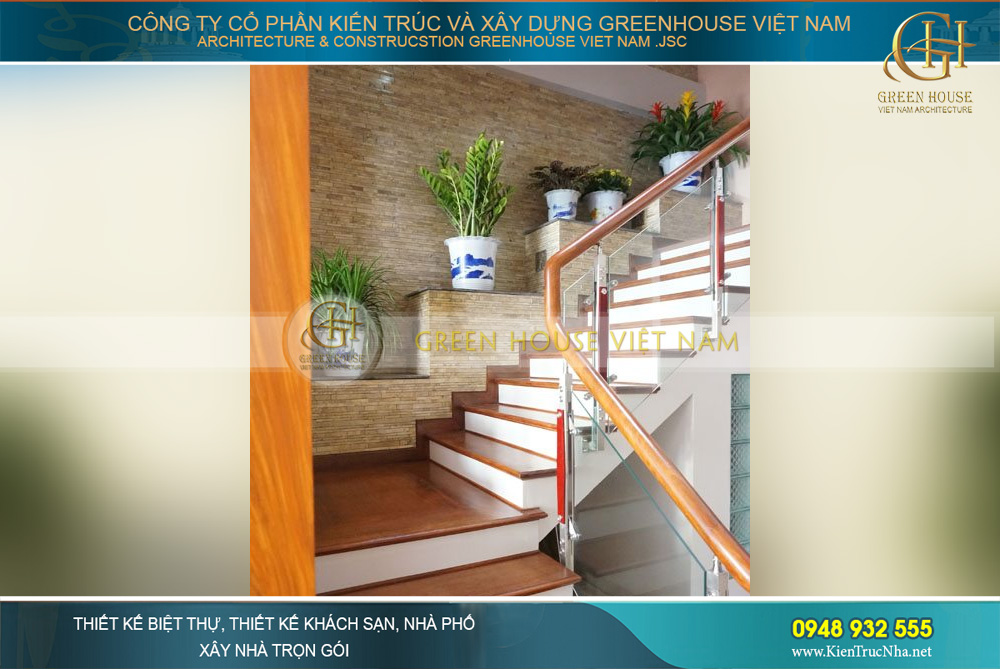 Thiết kế cầu thang làm từ gỗ thể hiện nét đẹp hiện đại đồng thời đảm bảo chất lượng bền lâu