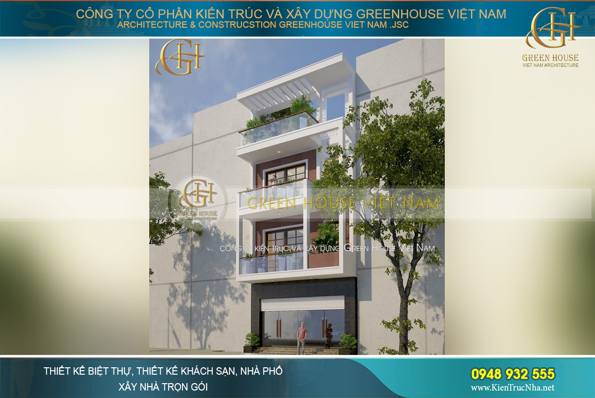 Các chi tiết kiến trúc ngoại thất tại khu vực mặt tiền được cân đối thiết kế một cách hợp lý, đảm bảo công năng sinh hoạt cho gia đình