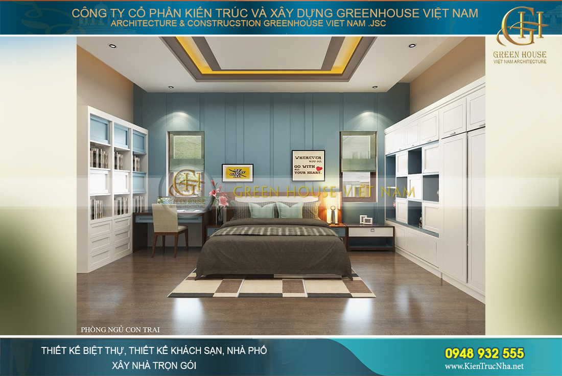 Không gian phòng ngủ thể hiện phong cách cá tính mạnh mẽ của cậu con trai trong gia đình