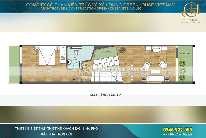 Khu vực mặt bằng tầng 2 với thiết kế thông tầng khoa học và hợp lý