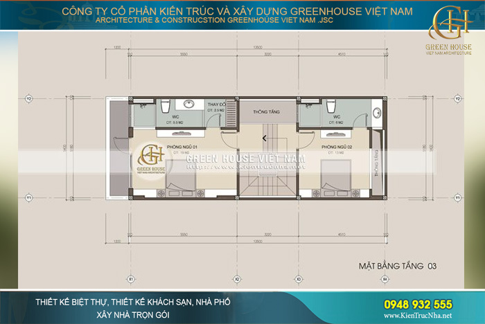 Tầng 3 và 4 được dành để thiết kế phòng ngủ cho các thành viên trong gia đình