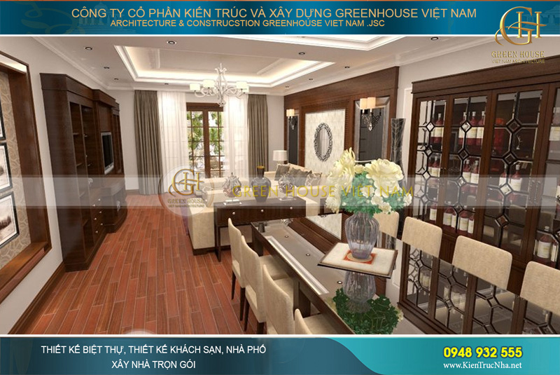 Khu vực phòng ăn được kết nối với không gian phòng khách