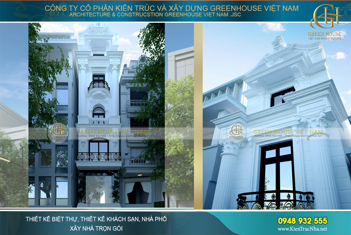 Phối cảnh nhà kiểu Pháp tân cổ điển