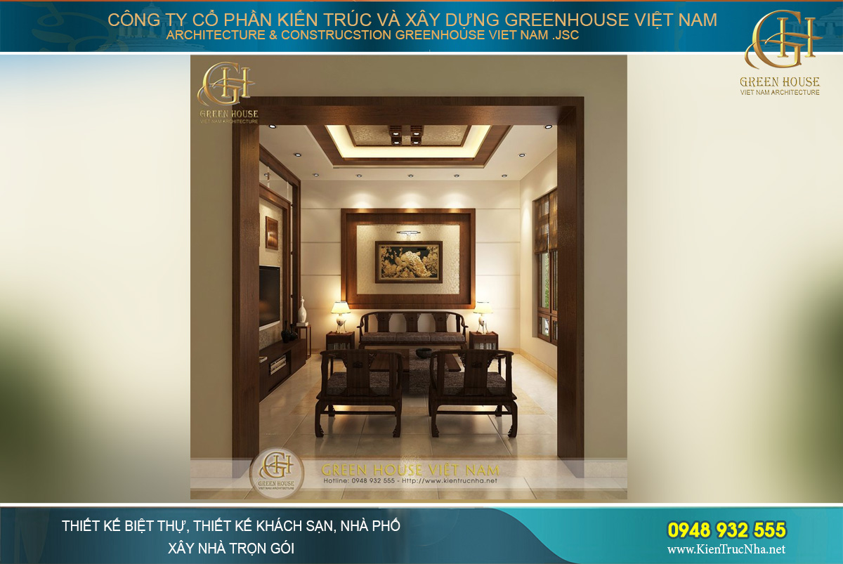 Không gian phòng khách không lớn nhưng rất thông thoáng, sang trọng