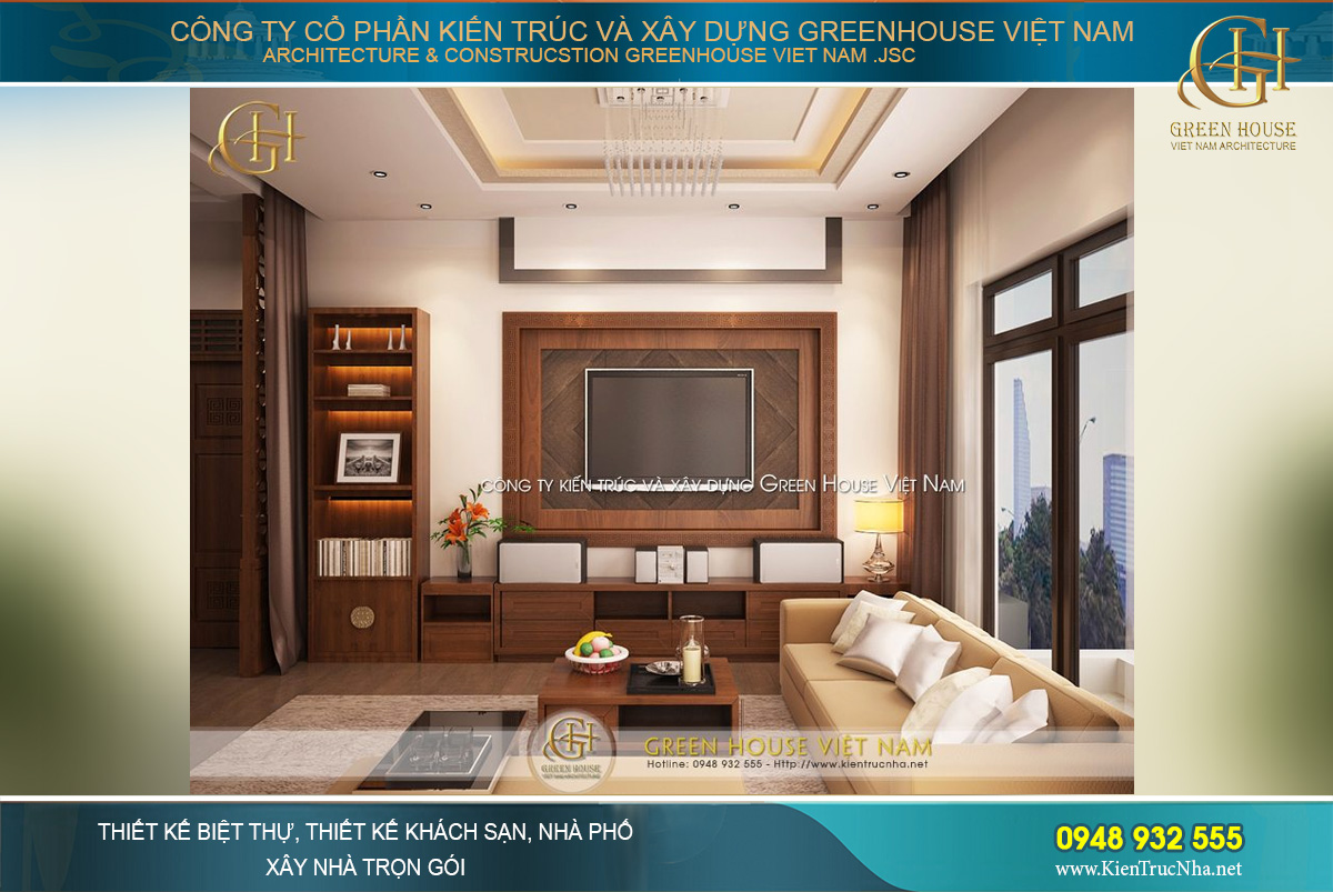Thiết kế nội thất phòng khách biệt thự Á Đông với vẻ đẹp hiện đại thời thượng