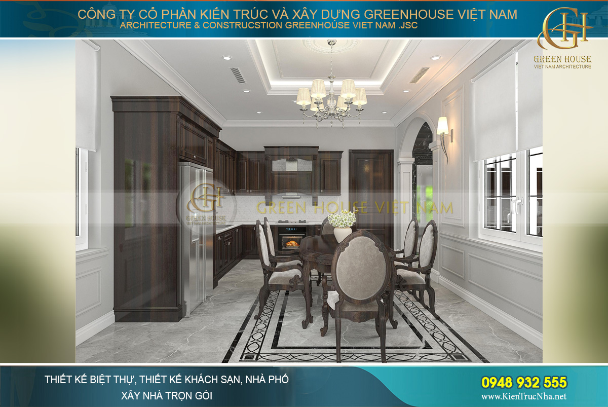thiết kế nội thất biệt thự tân cổ điển 4 tầng