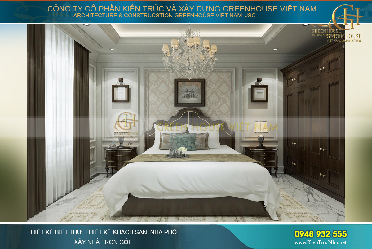 thiết kế nội thất biệt thự tân cổ điển 3 tầng quảng ninh