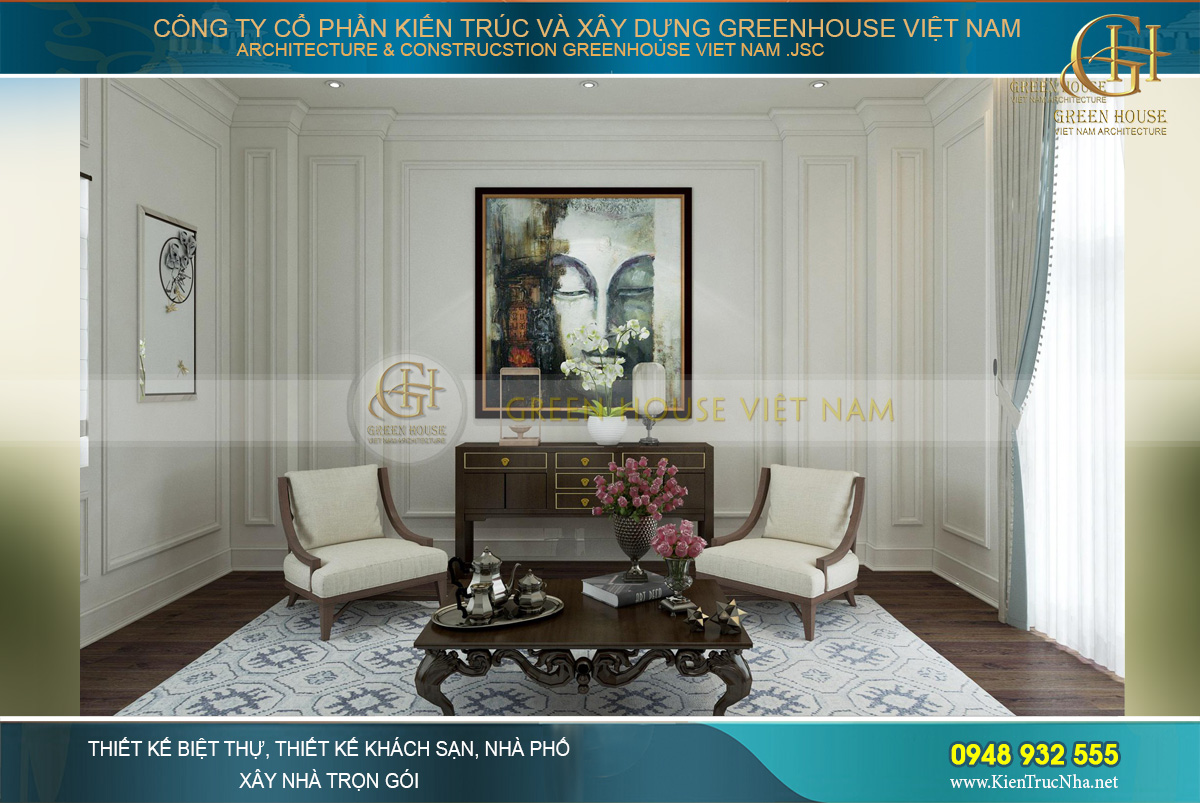 thiết kế nội thất biệt thự tân cổ điển 3 tầng quảng ninh