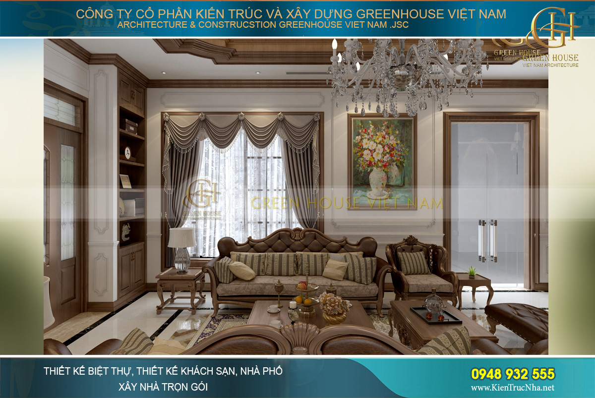 thiết kế biệt thự tân cổ điển 3 tầng tại Quảng Ninh
