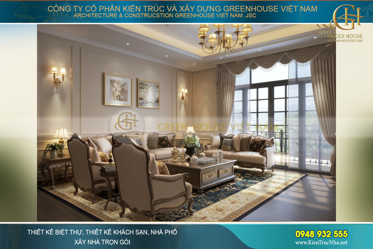 thiết kế biệt thự tân cổ điển 3 tầng tại Quảng Ninh