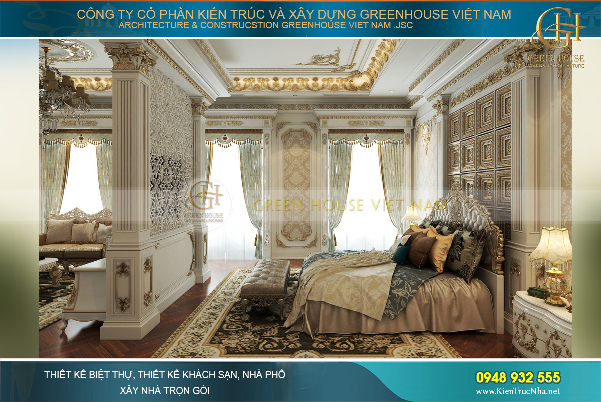 thiết kế nội thất dinh thự 2 tầng bạc liêu