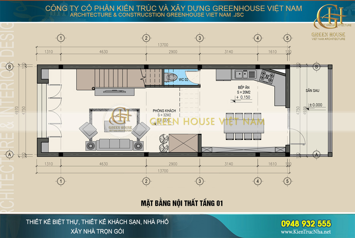 thiết kế nội thất nhà phố hiện đại 3 tầng tại hà nội