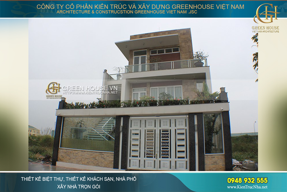Toàn cảnh công trình biệt thự 3 tầng khang trang của Green House Việt Nam