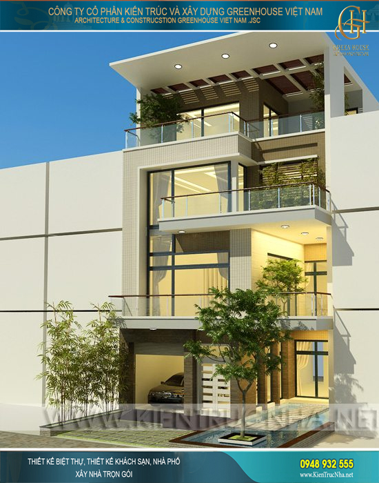 Không gian ngoại thất sang trọng và bề thế của ngôi nhà ống, không thua kém bất kì kiến trúc biệt thự nào