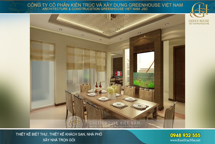 Thiết kế bàn ăn chữ nhật mang đến không khí sang trọng hơn cho những bữa ăn vào dịp lễ quan trọng