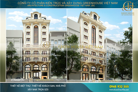 Tổng hợp mẫu khách sạn tân cổ điển đẹp sang trọng, hoàn mỹ tại Hà Nội