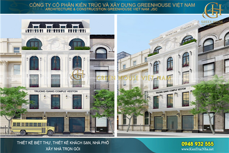 Mẫu thiết kế biệt thự phố tân cổ điển kết hợp kinh doanh đẹp hoàn mỹ