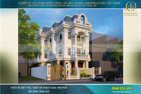 Thiết kế biệt thự Tân cổ điển 4 tầng tại Bắc Giang